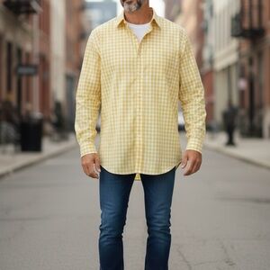 Tommy Hilfiger Yellow/White Gingham Long Sleeve Shirt Medium